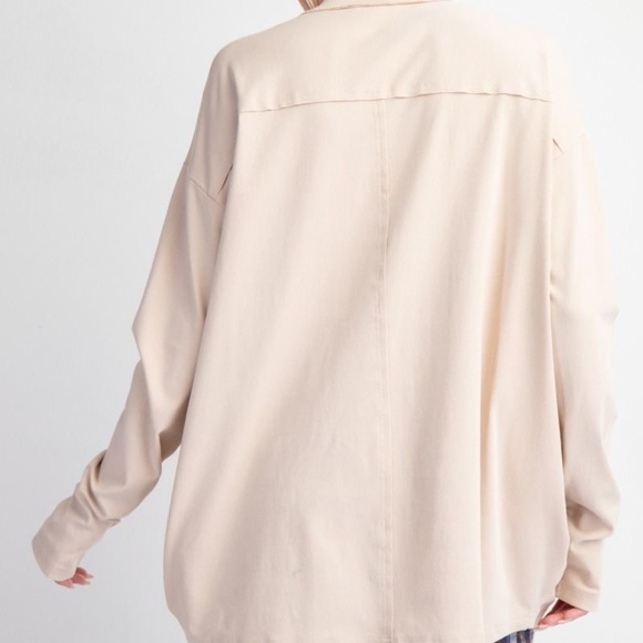 New Easel Women's Long Sleeve Top Shirt Tan Heart Sweatshirt Patches Boho NWT - Picture 5 of 8